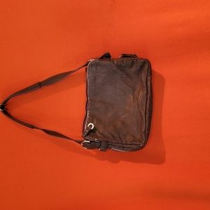 Naj-Olearia brown keather expandable shoulder bag